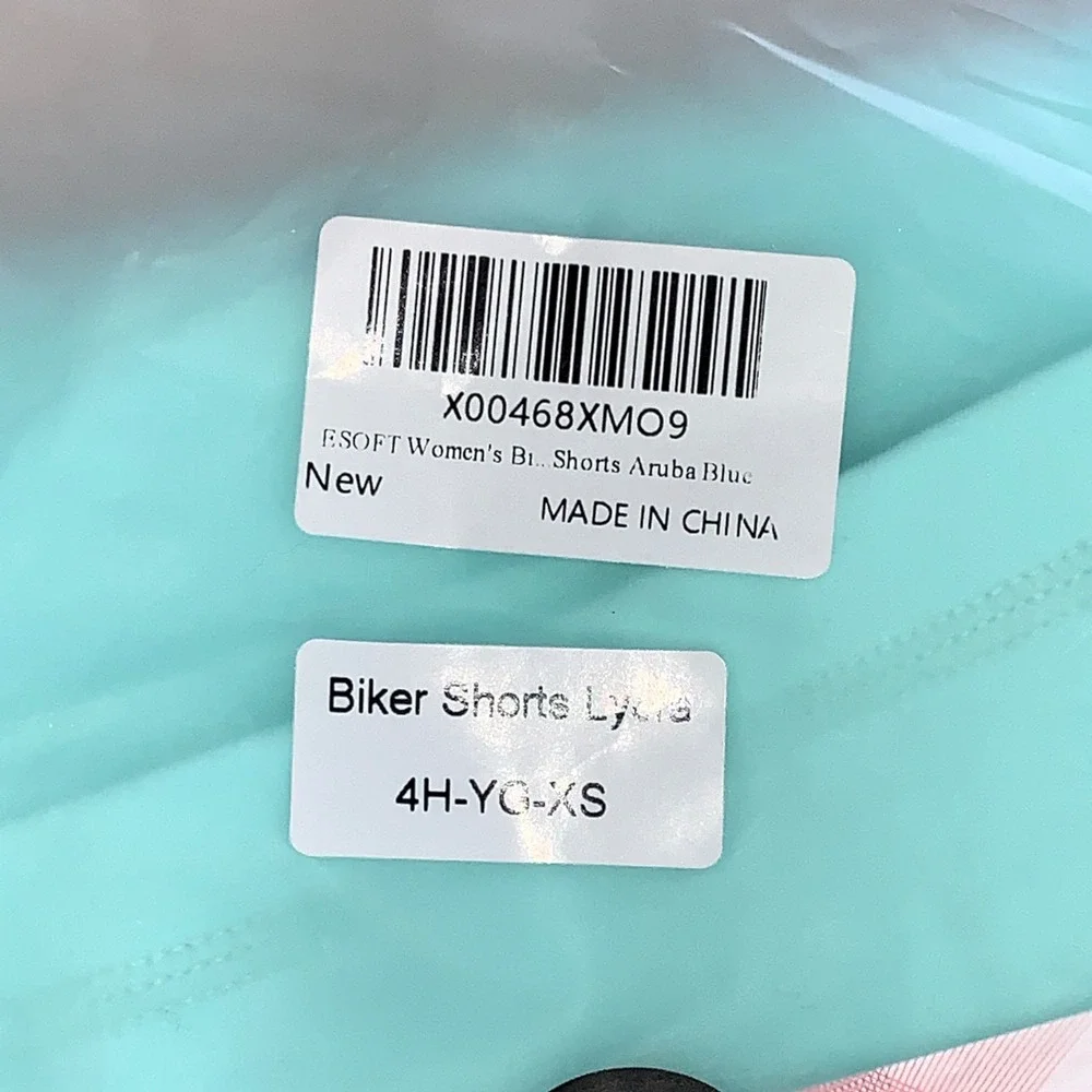 ESoft Women's Aruba Blue Biker Shorts‎ High Waist Nylon Lycra XS